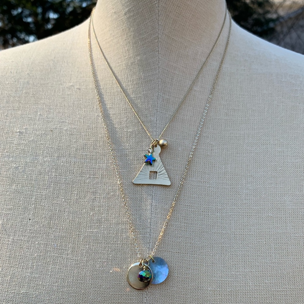 Hand Made Double Chain Galaxy Cosmic Necklace - Picture 4 of 12
